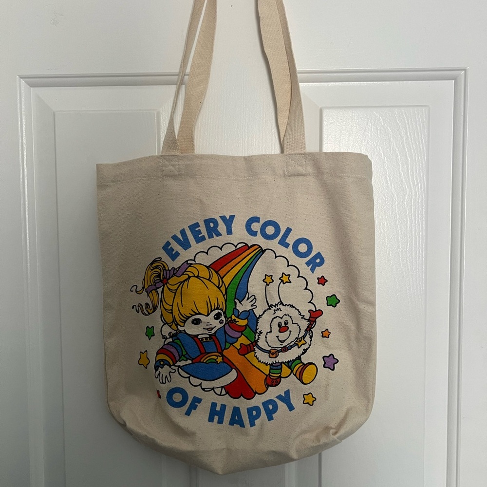 Source Unknown Cream Tote Bag with Colorful Print